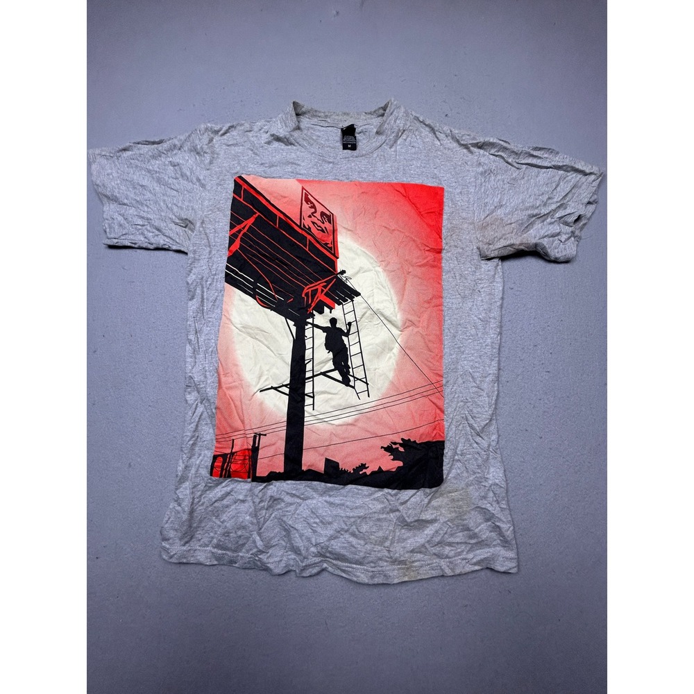 Obey T Shirt Cotton Blend Heather Gray Graphic Print Size Medium Mens